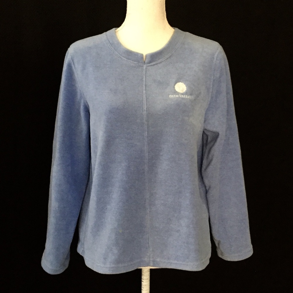 DAKINI heather blue cotton blend fleece. Sz S. EUC